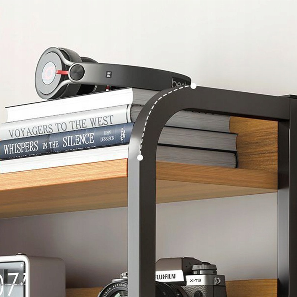 Birou cu rafturi 120 cm – stejar deschis, MDF + metal, design loft modern
