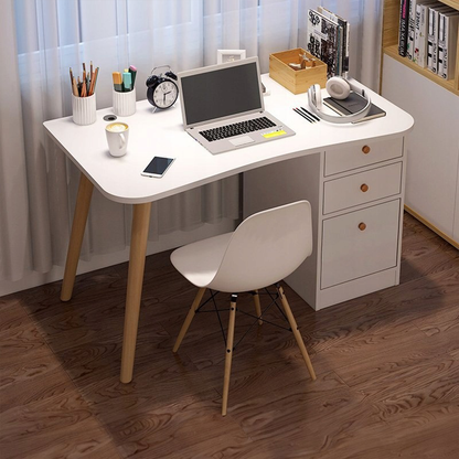 Birou alb 100 cm cu depozitare – sertare + rafturi, MDF, design modern
