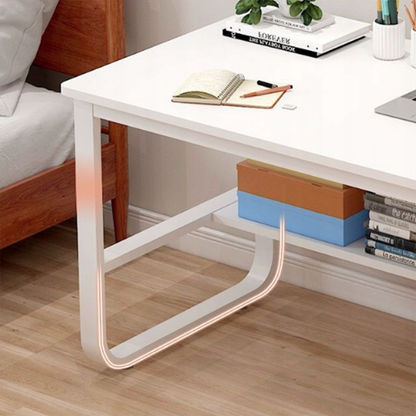 Birou modern 120 cm alb – MDF, cu polițe, pentru laptop și PC