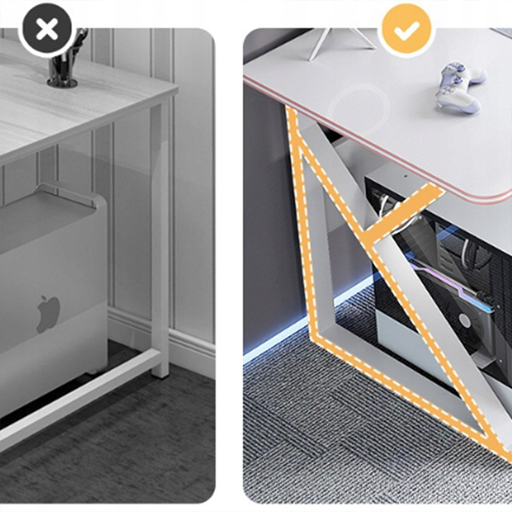 Birou gamer 120 cm alb – MDF, stil modern, pentru gaming și home office