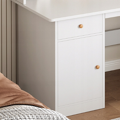 Birou alb 120 cm cu rafturi și sertare – MDF, design modern scandinav