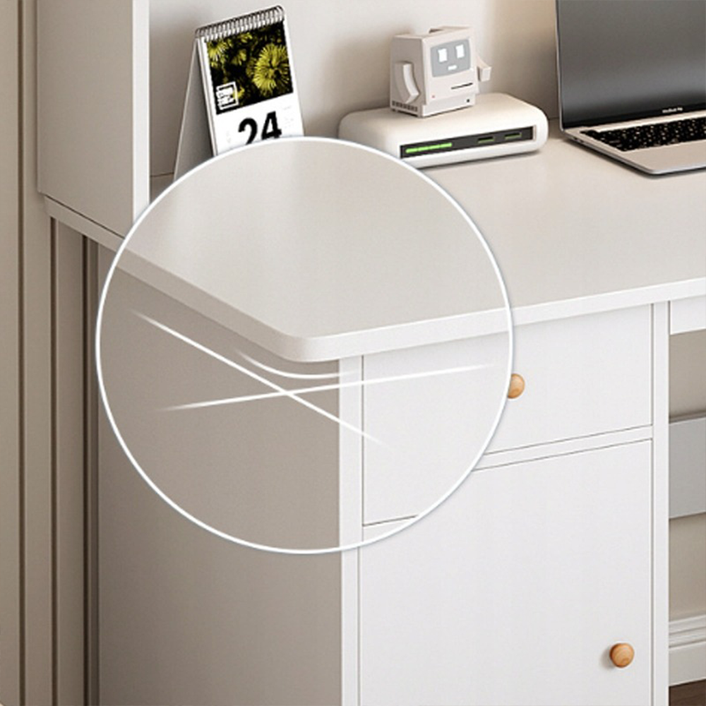 Birou alb 120 cm cu rafturi și sertare – MDF, design modern scandinav