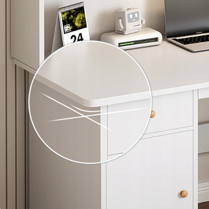 Birou alb 120 cm cu rafturi și sertare – MDF, design modern scandinav