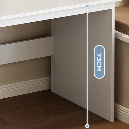 Birou alb 120 cm cu rafturi și sertare – MDF, design modern scandinav