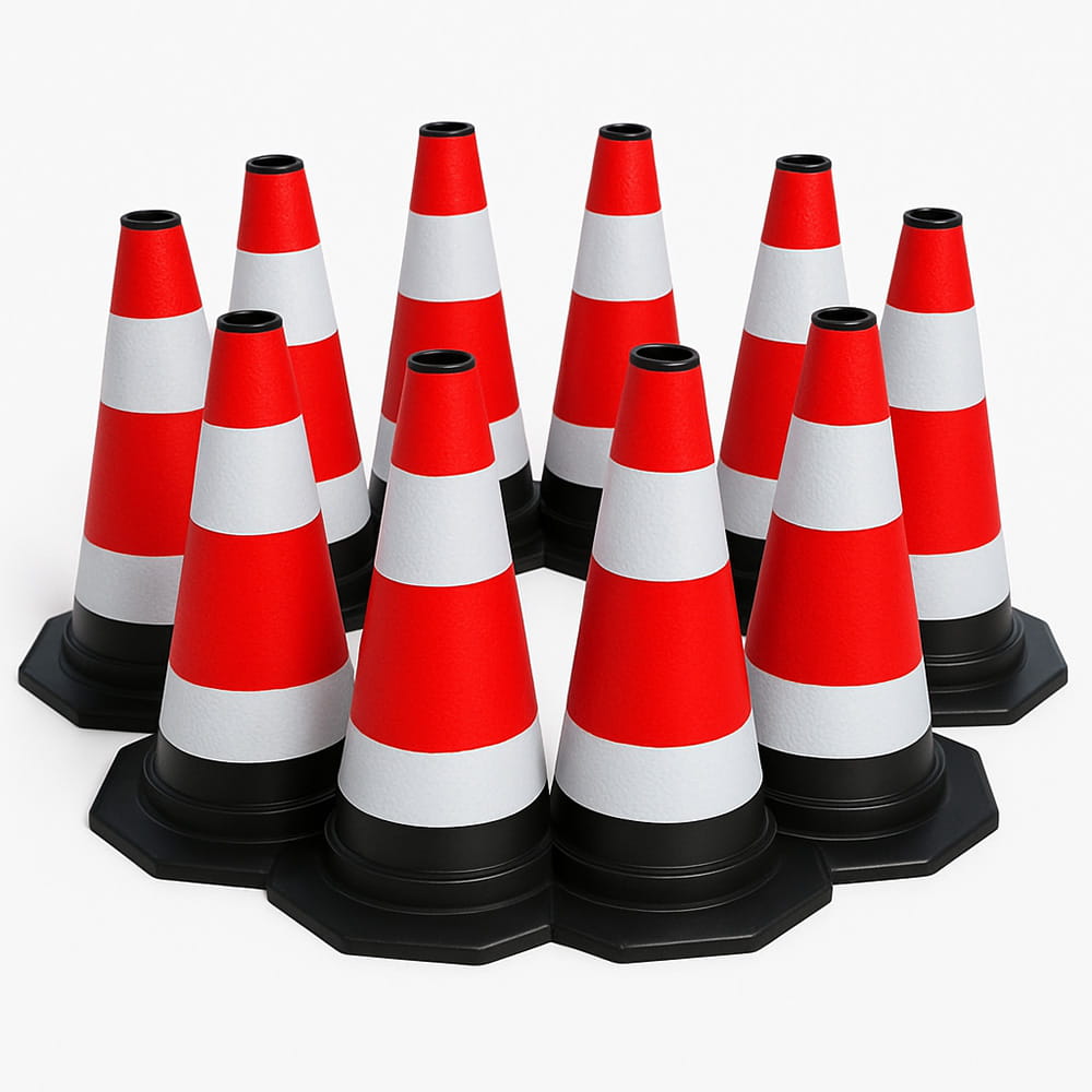 Set 10 conuri avertizare 60 cm – portocalii, plastic flexibil