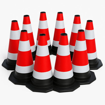 Set 10 conuri avertizare 60 cm – portocalii, plastic flexibil