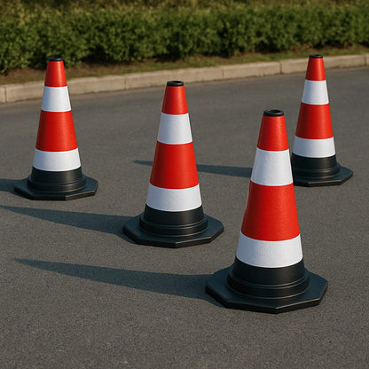 Set 3 conuri avertizare 60 cm – portocalii, plastic flexibil