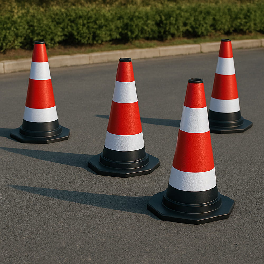 Set 5 conuri avertizare 60 cm – portocalii, plastic flexibil