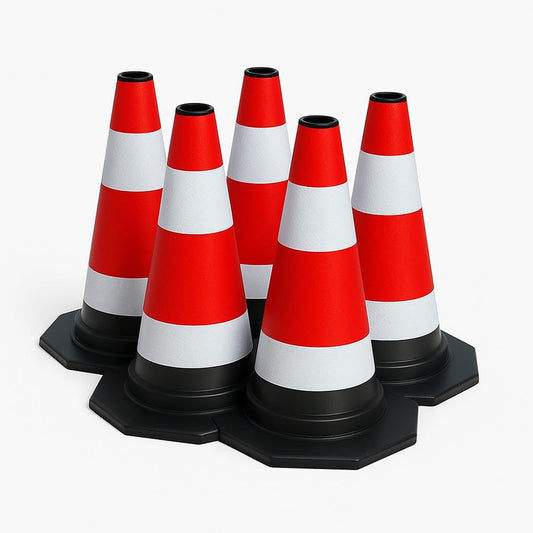 Set 5 conuri avertizare 60 cm – portocalii, plastic flexibil
