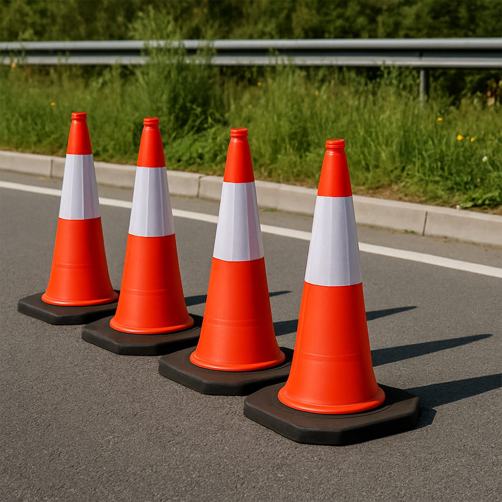 Conuri trafic 75 cm – set 10 buc, reflectorizante, pentru drumuri și șantiere