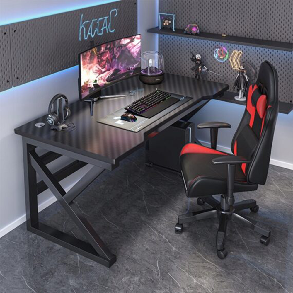 Birou gamer 120x60 cm – efect carbon, stabil, pentru setup complet