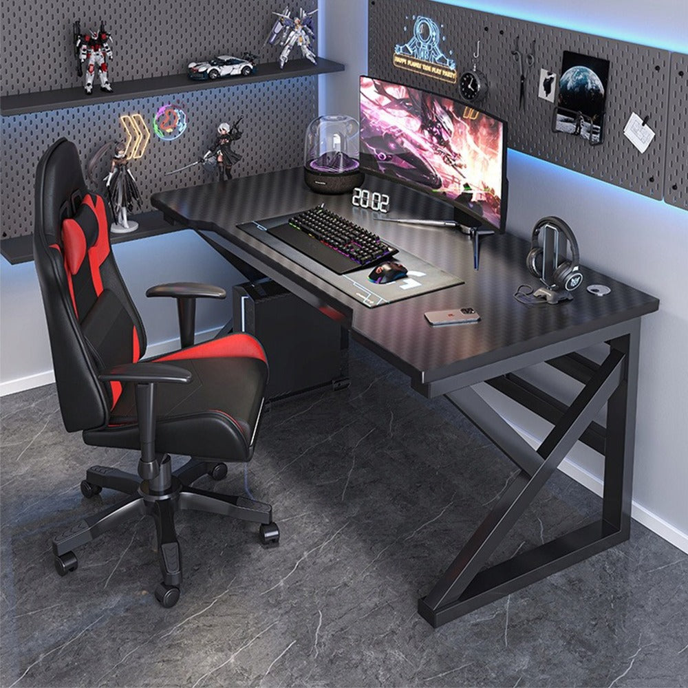 Birou gamer 120x60 cm – efect carbon, stabil, pentru setup complet