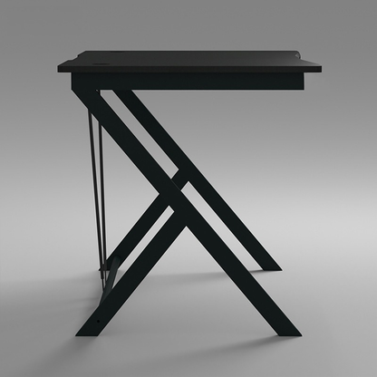 Birou gamer 100x50 cm – negru carbon, MDF + oțel, compact
