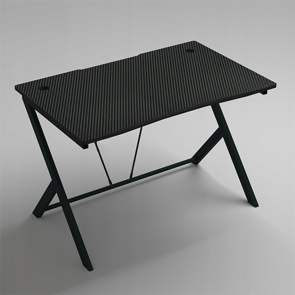 Birou gamer 100x50 cm – negru carbon, MDF + oțel, compact