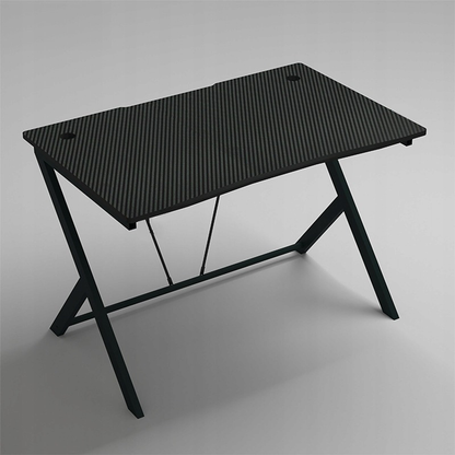 Birou gamer 100x50 cm – negru carbon, MDF + oțel, compact