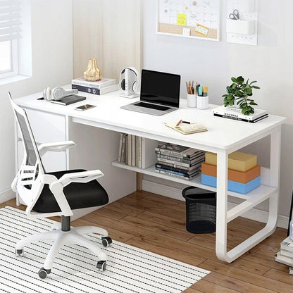 Birou alb 100 cm – cu rafturi, MDF, pentru home office