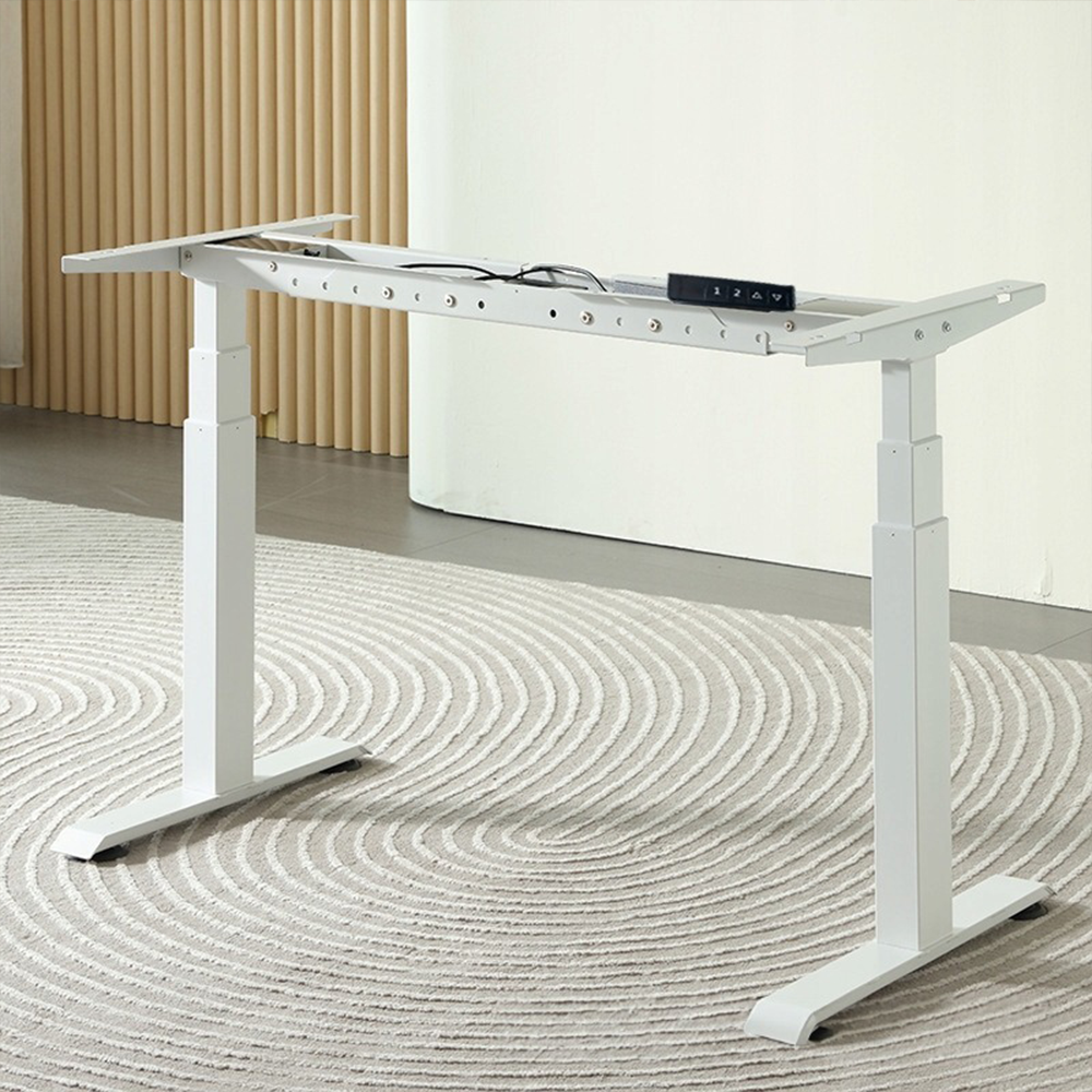 Birou electric 120x60 cm alb – reglabil pe înălțime, pentru lucru și gaming