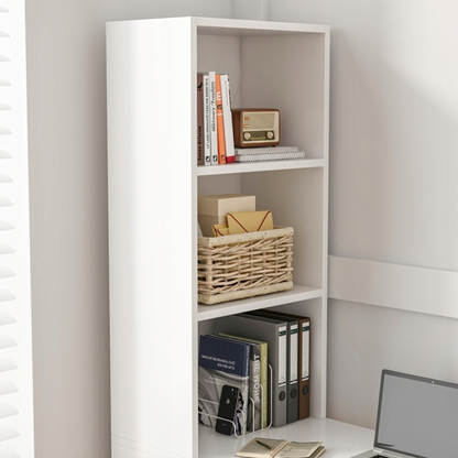 Birou cu bibliotecă 125 cm – alb, 5 polițe, MDF, organizare eficientă