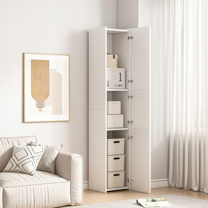Dulap vertical alb 170 cm – îngust, 3 uși, MDF, organizator baie/birou