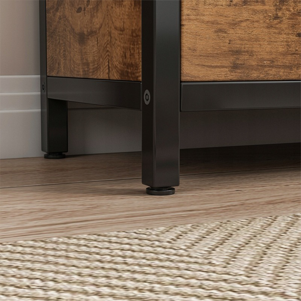 Dulap pantofi loft 130 cm – maro rustic, MDF + metal, 3 rafturi cu uși