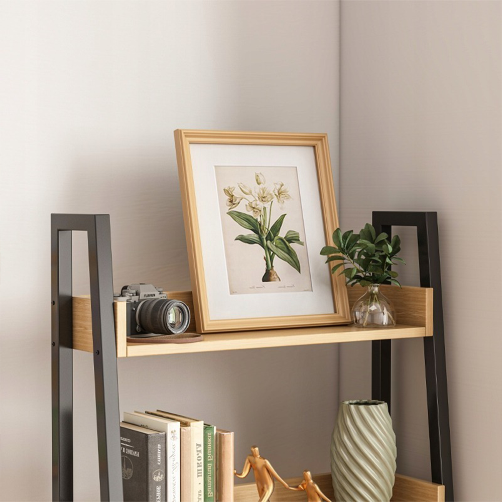 Bibliotecă loft 158 cm – 5 polițe, MDF + cadru metalic, design industrial