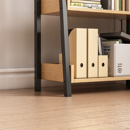 Bibliotecă loft 158 cm – 5 polițe, MDF + cadru metalic, design industrial
