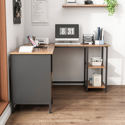 Birou colțar modern 150 cm – MDF + metal, stil industrial, pentru birou/gaming