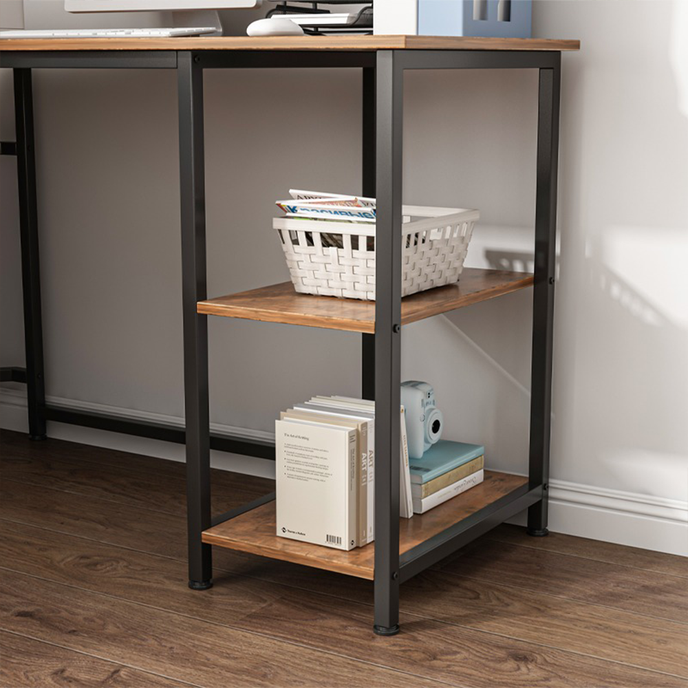 Birou colțar modern 150 cm – MDF + metal, stil industrial, pentru birou/gaming