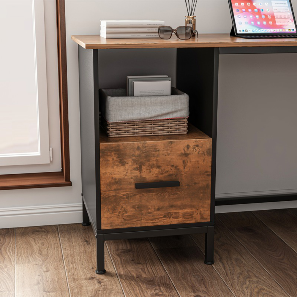 Birou colțar modern 150 cm – MDF + metal, stil industrial, pentru birou/gaming