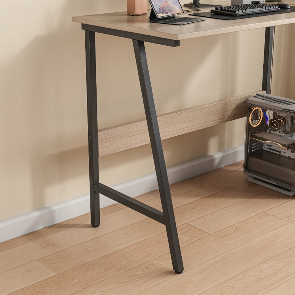 Birou modern 100 cm – blat MDF stejar + metal negru, pentru home office