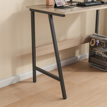Birou modern 100 cm – blat MDF stejar + metal negru, pentru home office