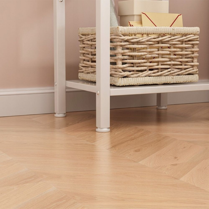 Măsuță noptiere albă – 45 cm, sertar + 2 polițe, stil scandinav