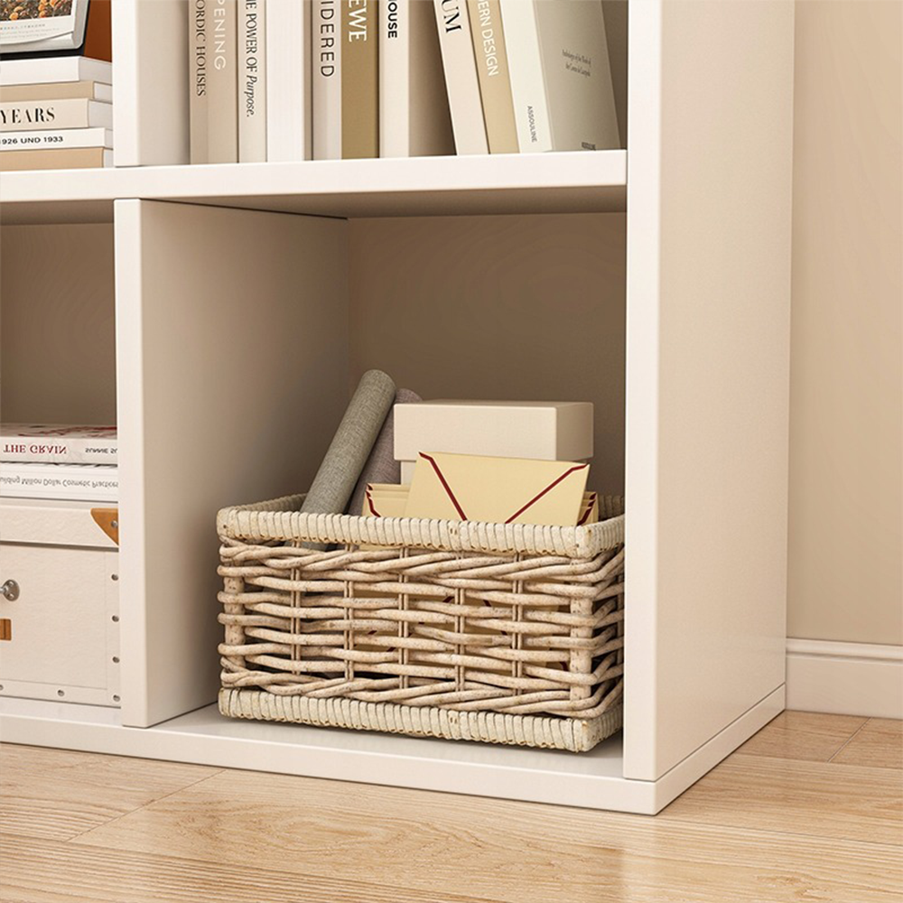 Bibliotecă modulară 6 compartimente – alb, 100 cm, MDF, organizare eficientă
