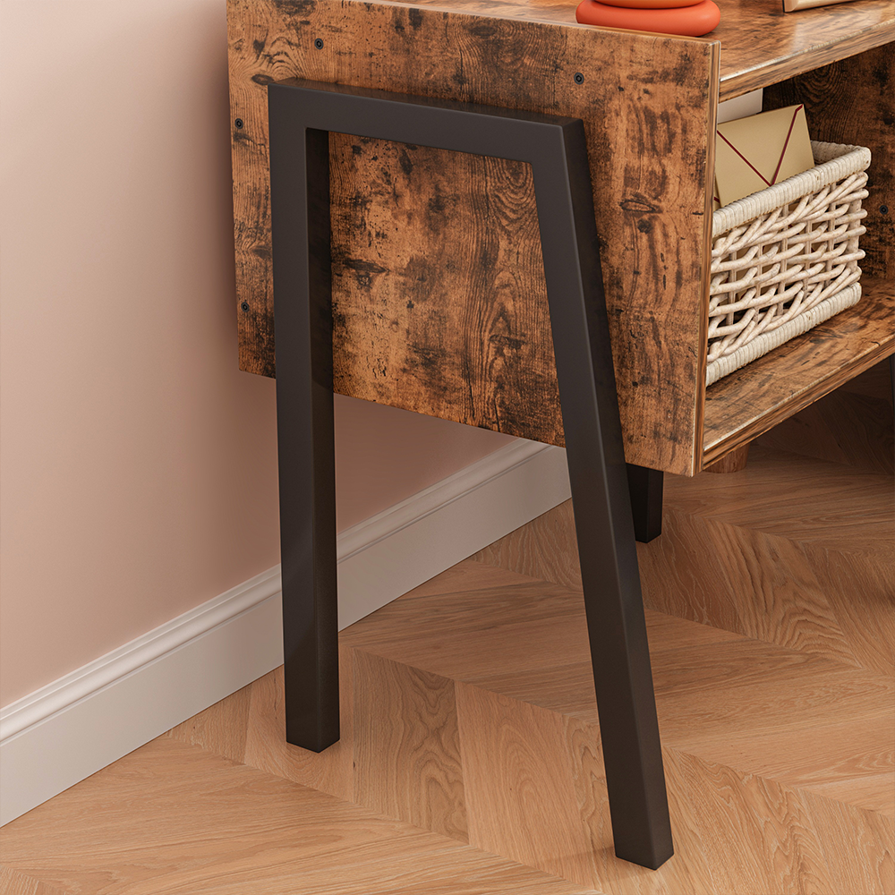 Măsuță noptiere maro rustic – 43 cm, MDF, design modern cu polițe