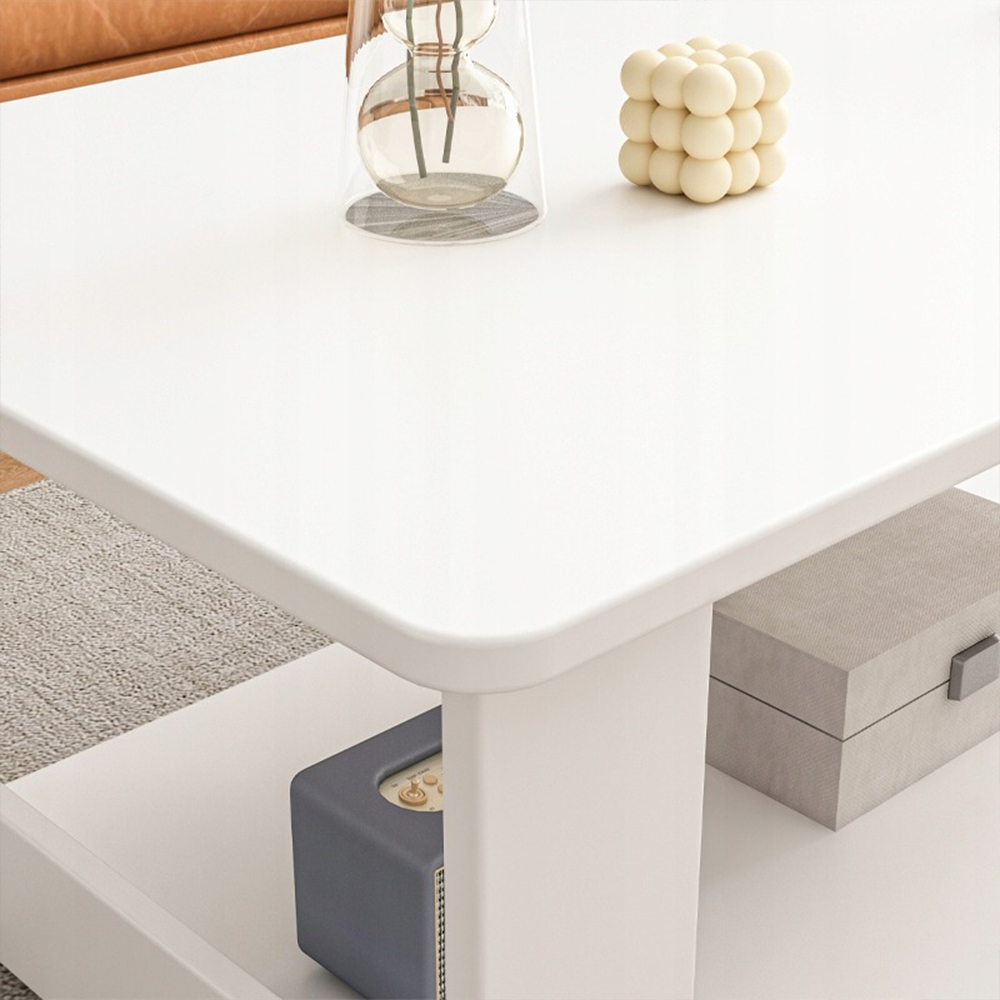 Masă cafea albă 100 cm – cu raft, MDF, stil modern/scandinav