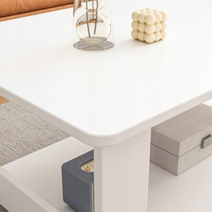 Masă cafea albă 100 cm – cu raft, MDF, stil modern/scandinav