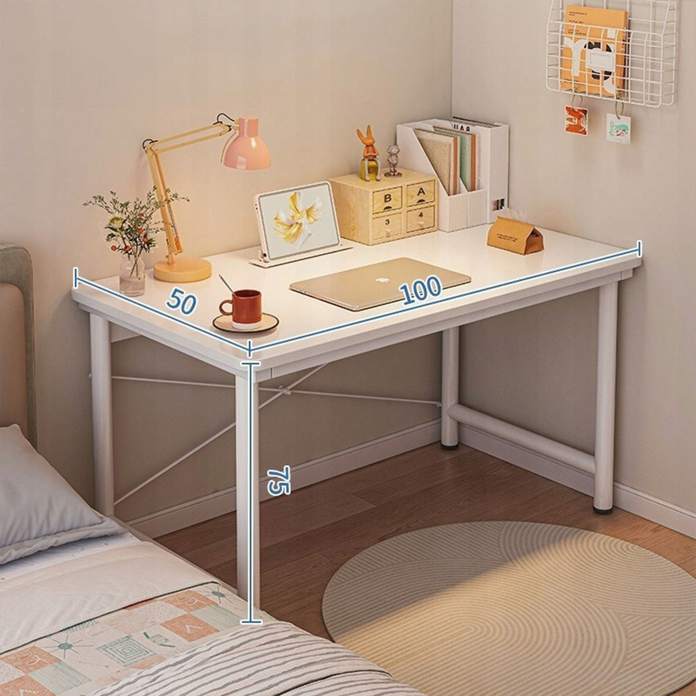 Birou modern 100 cm alb – stil industrial, MDF + metal, home office