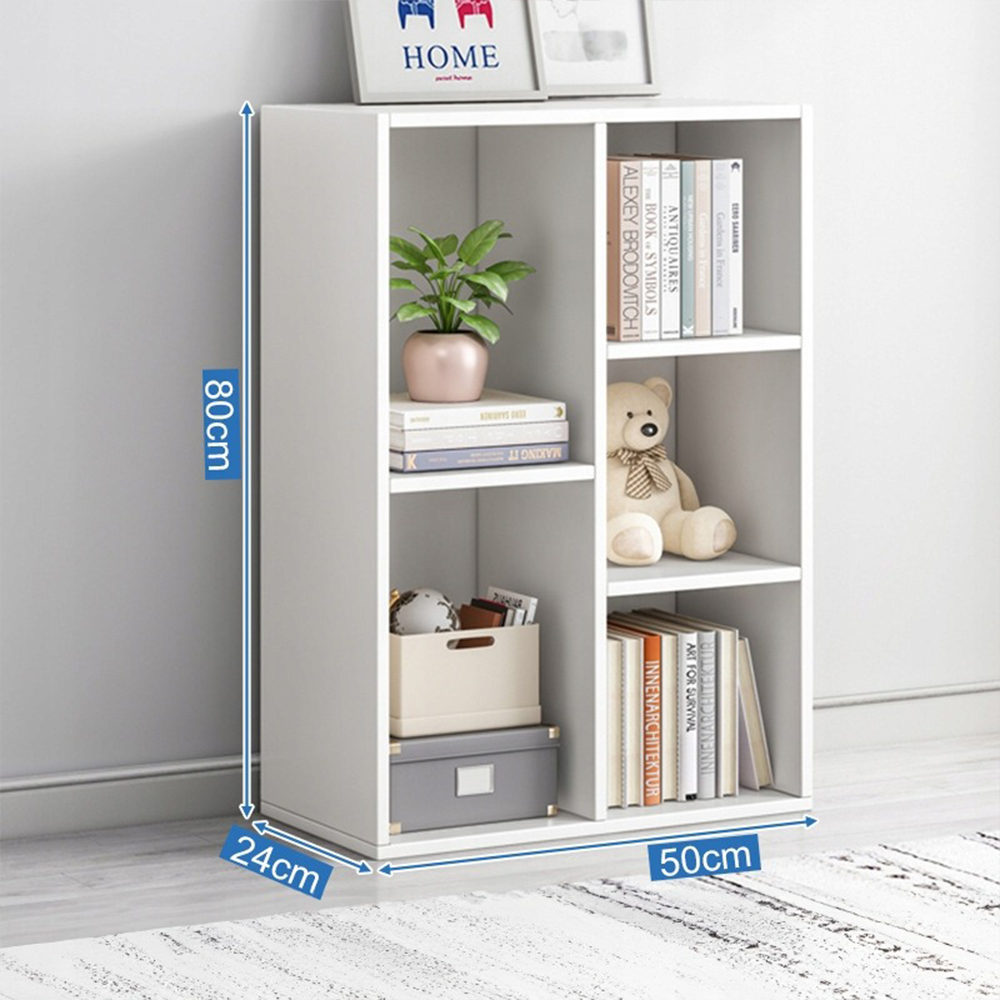 Bibliotecă compactă 80 cm – albă, 4 spații depozitare, MDF