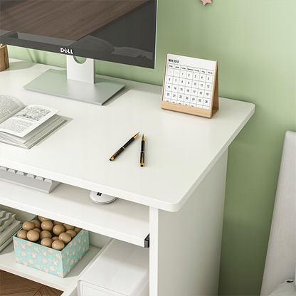 irou alb 80x40 cm – cu sertar tastatură, MDF, design modern compact