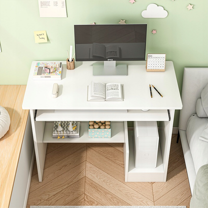 irou alb 80x40 cm – cu sertar tastatură, MDF, design modern compact