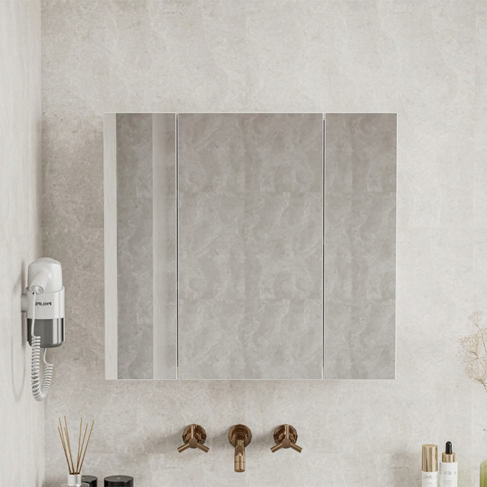 Dulap oglindă baie 60 cm – 3 uși, montat pe perete, MDF alb