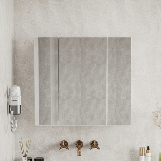 Dulap oglindă baie 60 cm – 3 uși, montat pe perete, MDF alb