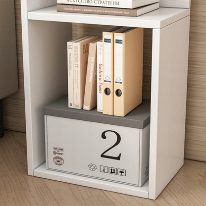 Măsuță noptiere albă 30 cm – cu sertar și poliță, design modern