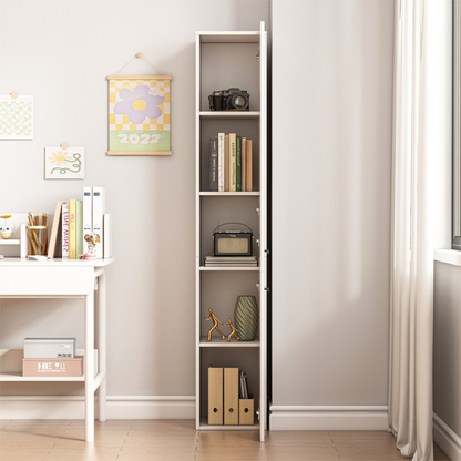 Dulap vertical alb 174 cm – cu rafturi și 2 uși, MDF, pentru living/birou/hol