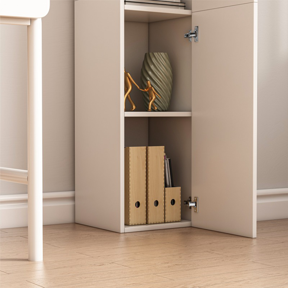 Dulap vertical alb 174 cm – cu rafturi și 2 uși, MDF, pentru living/birou/hol