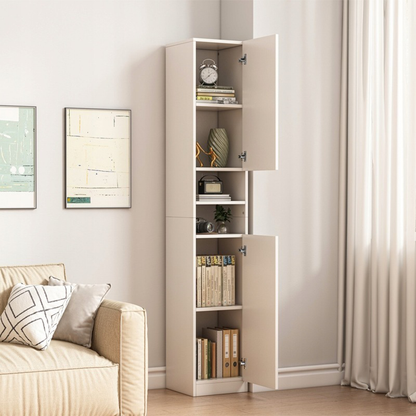 Bibliotecă/dulap alb 180 cm – rafturi verticale, MDF, pentru baie, hol sau birou