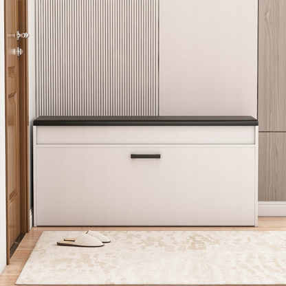 Dulap pentru pantofi cu bancă 100 cm alb – șezut confortabil, rafturi, hol elegant