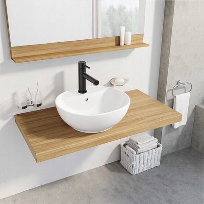 Lavoar ceramic pe blat 50 cm – oval, alb lucios, design modern, cu preaplin