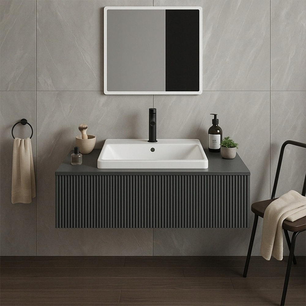 Lavoar în mobilier baie 52 cm – alb, ceramică, cu preaplin și orificiu baterie