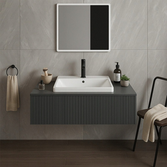 Lavoar în mobilier baie 52 cm – alb, ceramică, cu preaplin și orificiu baterie